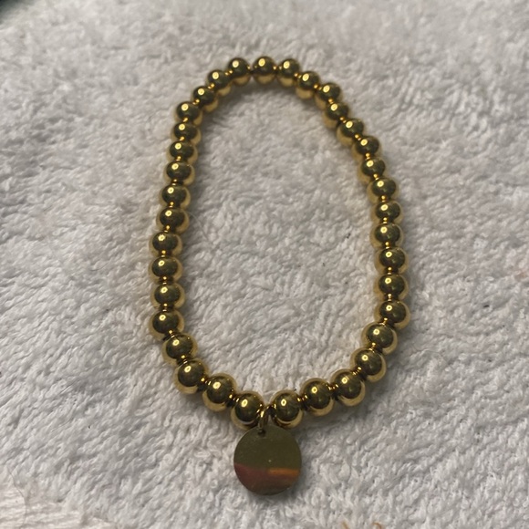 # 56 Gold Tone Beaded Bracelet with J Initial Charm - Picture 4 of 4